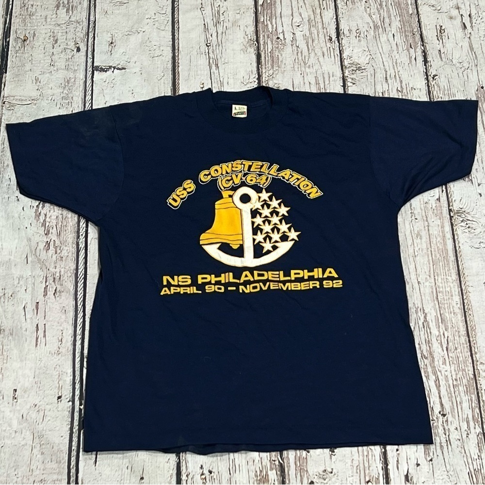 Vintage 1990s USS Constellations Navy Screen Stars Single Stitch Tee Tshirt
